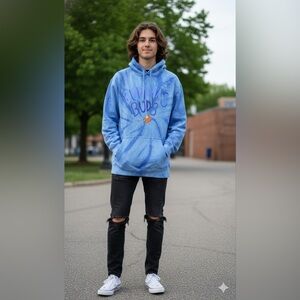 Blue Graphic Hoodie for Men